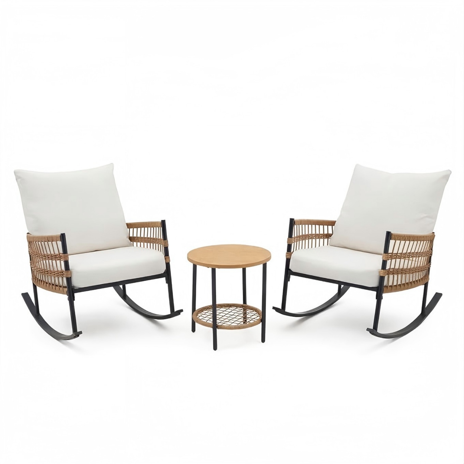 3-Piece Patio Rocking Chair Set